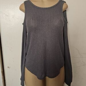 SL Fashions Gray Cold Shoulder Blouse